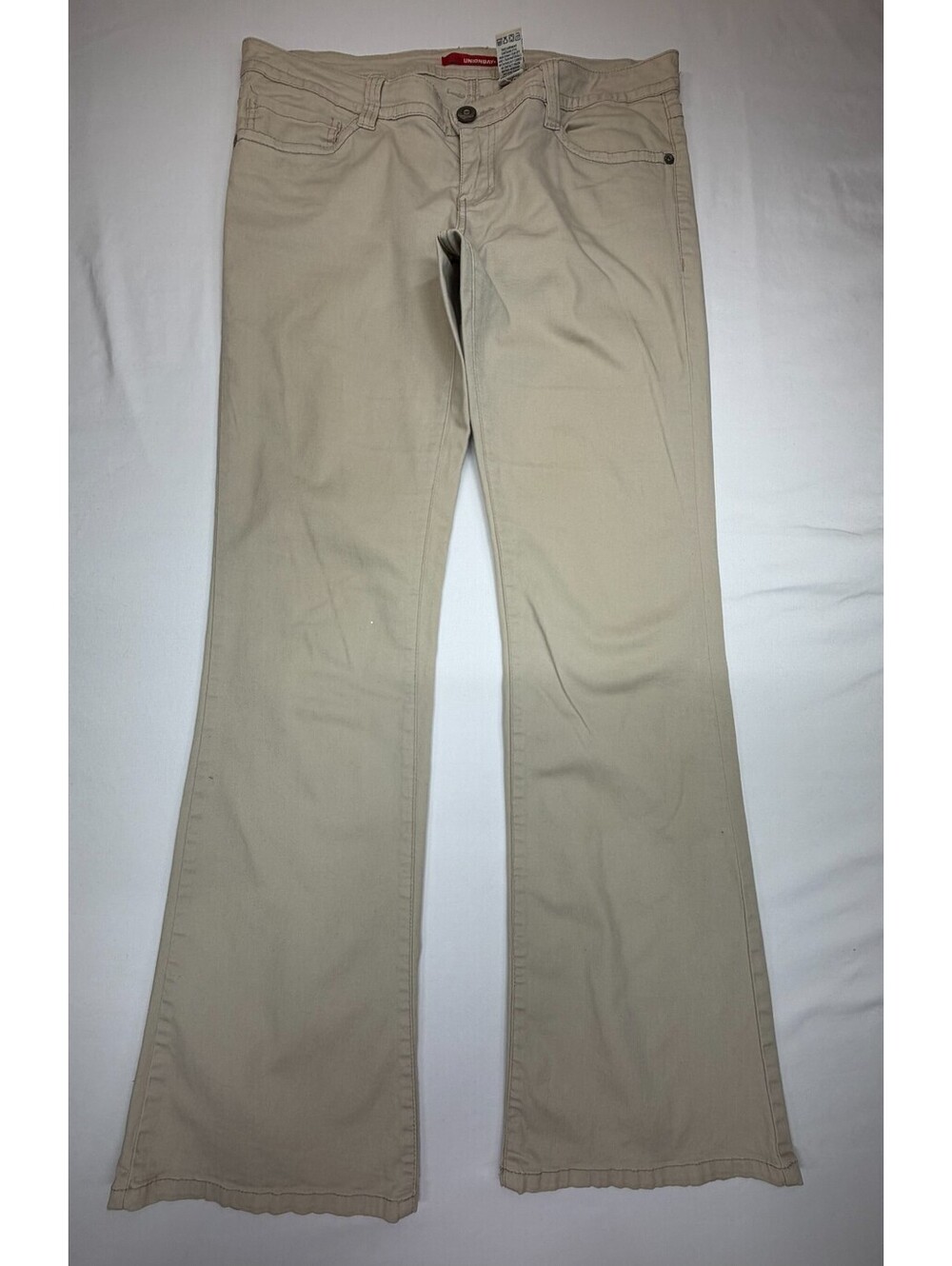 Unionbay Women’s Chino Pants Flared Stretch Mid Rise Flat Front Size 13 Beige